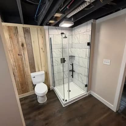 Bathroom remodel with tile shower and vanity in Clarksville, TN by JM Home and Property Services